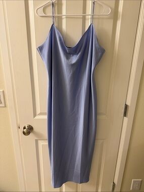 J. Crew Satin Slip Midi Dress in Periwinkle Blue